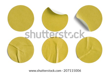 Blank Circle Retail Tags Isolated on a White Background. Royalty-Free Stock Photo #207115006