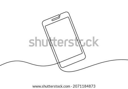 Phone line background. One line drawing background. Continuous line drawing of smartphone. Vector illustration. Royalty-Free Stock Photo #2071184873