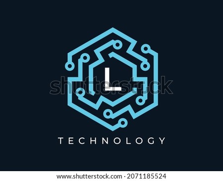 Letter L with Hexagon Technology Logo. Vector logo template