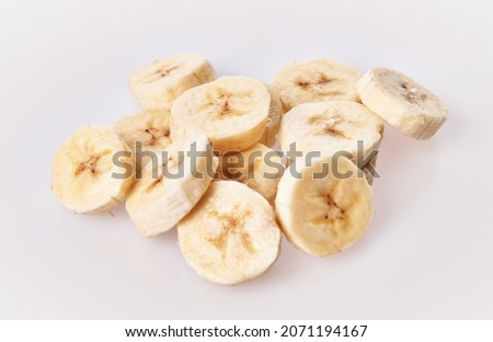  Slices of banana isolated on a white background