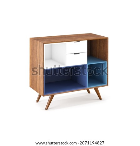 modern minimal furniture with white background studio style, its mixer of different wooden vs concrete textures, some are wire-frame furniture some are good quality pink furniture Royalty-Free Stock Photo #2071194827