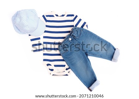 baby clothes isolated on white background -  Panama  jeans Bodysuit 