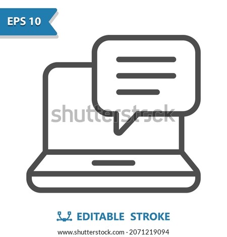 Laptop with Chat Bubble Icon. Professional, pixel perfect icon, EPS 10 format.