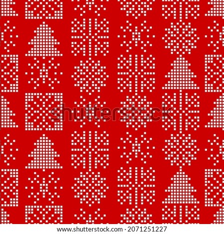 Northern seamless patterns. Red christmas print.