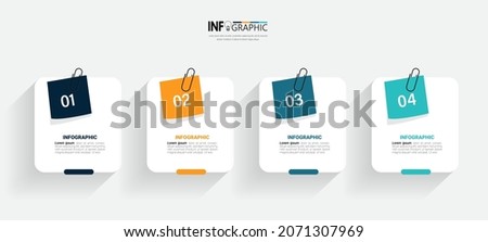 Business Infographic with note paper design vector. Royalty-Free Stock Photo #2071307969