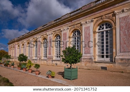 The Marble Face of Grand Trianon in Versailles Palace (Chateau de Versailles) near Paris, France. Magnificent Royal palace added to UNESCO list of World Heritage Sites Royalty-Free Stock Photo #2071341752