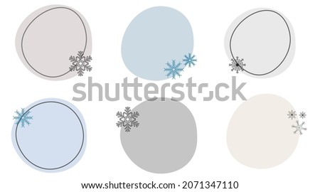 Vector set of six creative winter backgrounds with copy space for text. Snowflakes, holiday. Abstract. Design templates for social media