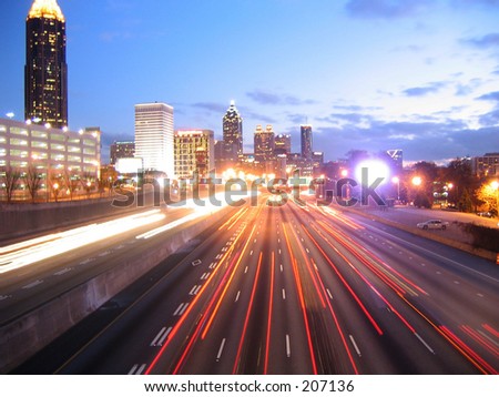 Atlanta Downtown Connector at dusk