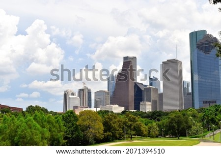 Houston, TX skyline from Buffalo Bayou Park.