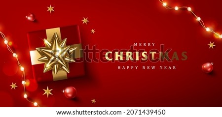 Merry Christmas and happy new year promotion banner with festive decoration for christmas Royalty-Free Stock Photo #2071439450