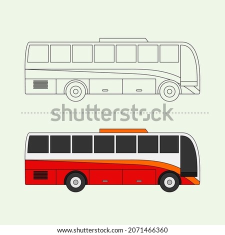 Bus Vector Design Illustration. Education Coloring book pages for kids.