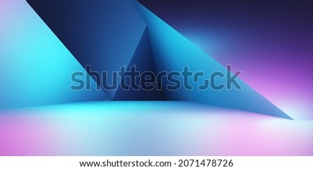 3d rendering of purple and blue abstract geometric background. Scene for advertising, technology, showcase, banner, cosmetic, fashion, business. Sci-Fi Illustration. Product display