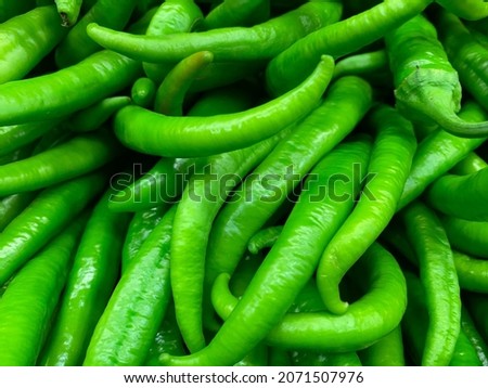 Fresh green peppers from the produce market as a textured food background.