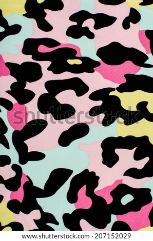  Colorful pink,blue,yellow leopard pattern. Animal print as background.