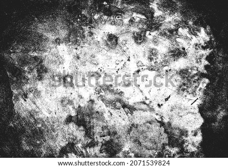 Distress old cracked concrete vector texture. EPS8 illustration. Black and white grunge background. Stone, asphalt, plaster, marble.