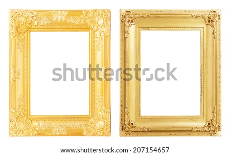  gold picture frame. Isolated on white background
