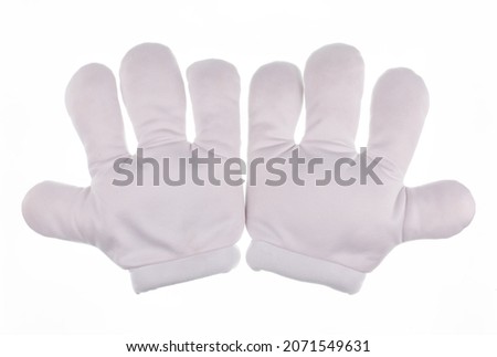 white toy funny gloves isolated on white background