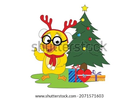 cute duck cartoon on christmas