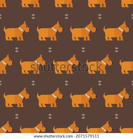 seamless pattern dog fox terrier animal on brown background vector wallpaper textile giftwrap