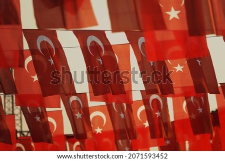  Turkish flags waving in the sky               