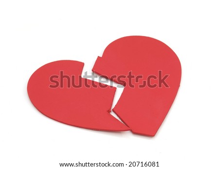 Broken heart card cut-out on white