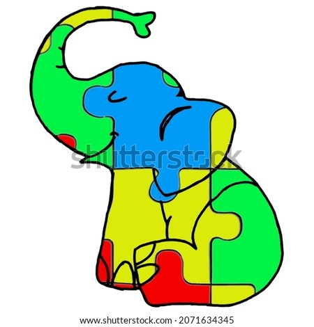 Little Autism awareness elephant with puzzle design to show support to those with autism.