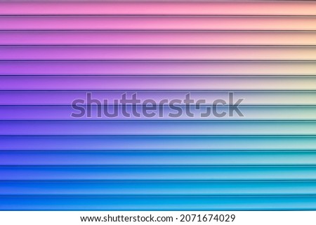 Colorful neon backgrounds. Fluted surface, abstract pink corrugated texture. Purple striped pattern. Colored element design. Blue gradient. Horizontal lines.