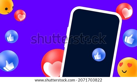 Editable Mockup for Advertisement with Emoji and Smartphone. Vector illustration