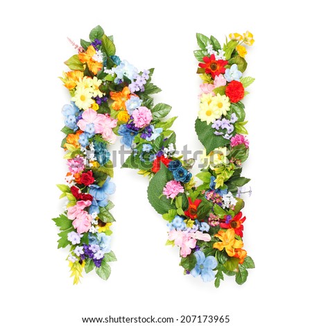 Letters made of leaves and flowers