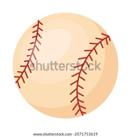 baseball sport ball. Cartoon leather yellow glob, vector Illustration isolated on white background