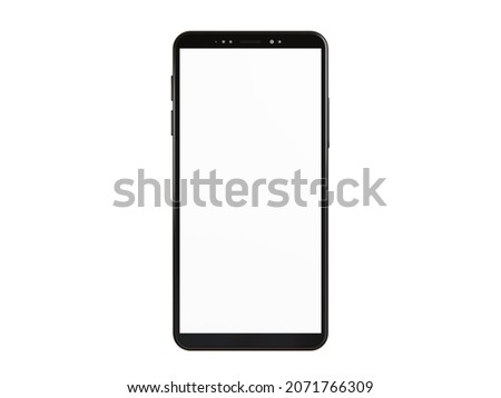 Smartphone isolated on white background with clipping path, mockup mobile white screen for graphic designer, 3D rendering illustration
