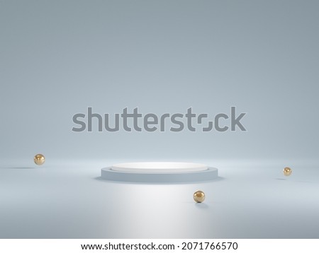 Pastel blue podium and minimal abstract background for product, 3d rendering geometric shape, Stage for awards on website in modern