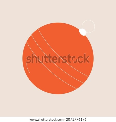 Christmas decorations. Red glass ball. Flat vector illustration