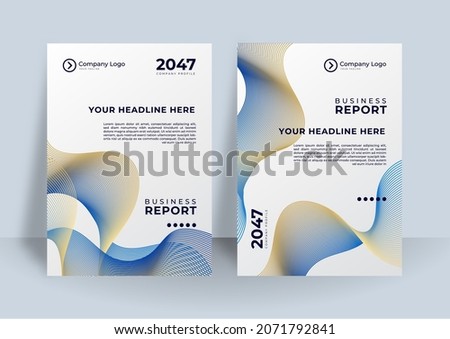 Corporate cover design template with wave element on white background. Vector illustration for banner, poster, flier, annual report, cover and much more