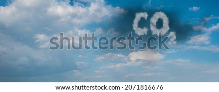 The sky is polluted with CO2. CO2 clouds. Carbon capture technology - a strategy for the development of net CO2 emissions Royalty-Free Stock Photo #2071816676