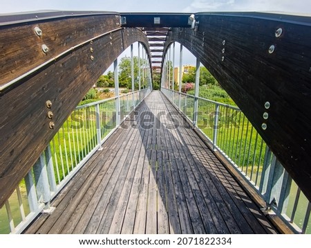wooden bridge over river , Digital created image Picture