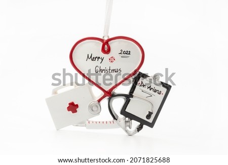 
Custom designed christmas gifts on white background. Special design with heart picture. 