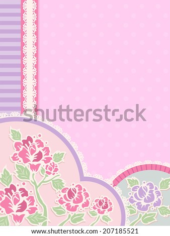 IIlustration Featuring Frilly Corner Borders with a Shabby Chic Design
