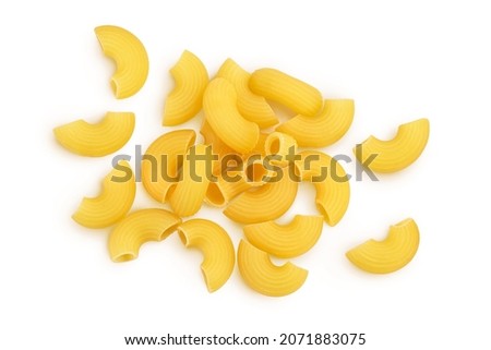 raw macaroni pasta isolated on white background with clipping path and full depth of field. Top view. Flat lay Royalty-Free Stock Photo #2071883075