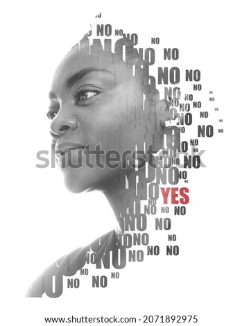 A portrait of a woman combined with multiple words. Paintography.