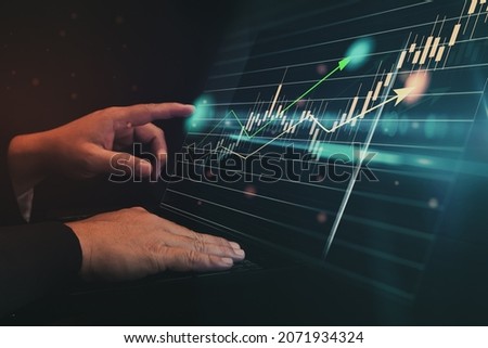 business finance technology and investment concept. Stock Market Investments Funds and Digital Assets. businessman analysing forex trading graph financial data. Business finance background. growth..