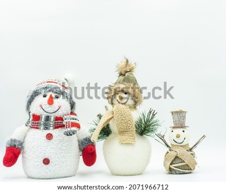 Snowman isolated  on white background.
