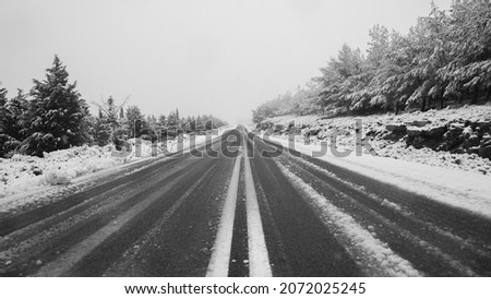 a Snow road in Chios Greece