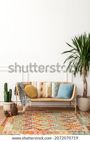 Modern boho designed living room home interior