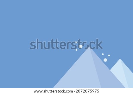 
simple vector illustration, winter snowy landscape blue background. and an illustrated image of a mountain peak. With a copy space area suitable for chirsmast and new year themed content, etc.