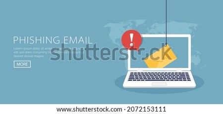 Data phishing, hacking online scam on computer laptop concept. Fishing by email, envelope and fishing hook symbol. Royalty-Free Stock Photo #2072153111