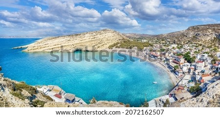 Landscape with Matala beach, Crete, Greece