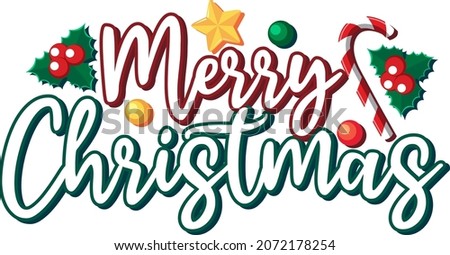 Merry Christmas lettering design on white background illustration
