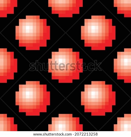 red pixelated ballss seamless pattern, christmas balls, vector illustration 