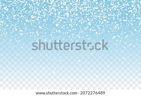 Special design of the snowfall or snow effect. Realistic falling snowflakes. Snowfall, blizzard, winter, snowflakes, snow fluff. Christmas image, cold winter. Vector illustration on PNG background.